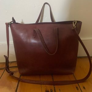 Madewell Zip Top Transport Tote in Burgundy